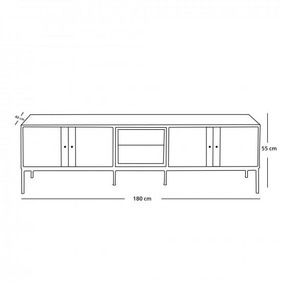 وحدة تلفزيون خشب مع قواعد معدن 180سم