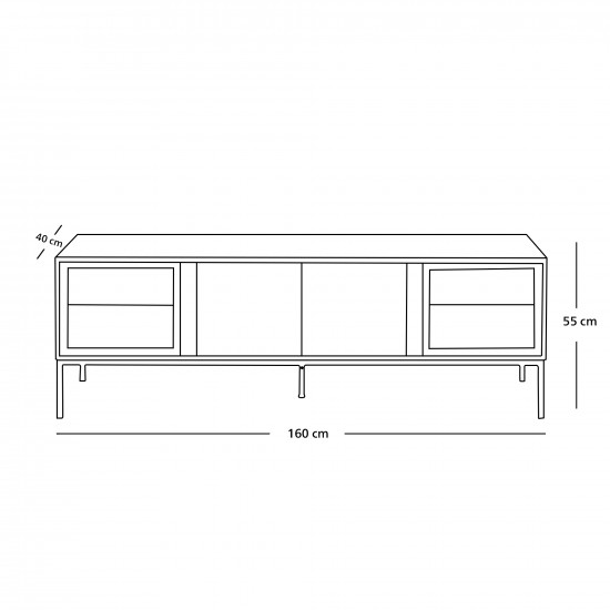 وحدة تلفزيون خشب مع قواعد معدن 160سم وحدة تلفزيون خشب مع قواعد معدن 160سم