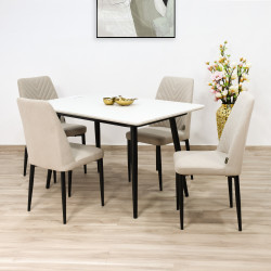 طاولة طعام خشب مع أرجل معدنية 4 كراسي