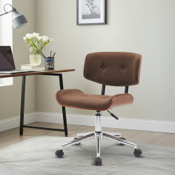 كرسي دوار قماش بني