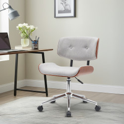 كرسي دوار قماش رمادي فاتح