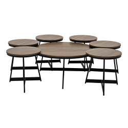 طقم طاولات خدمة 7 قطع من الخشب والمعدن