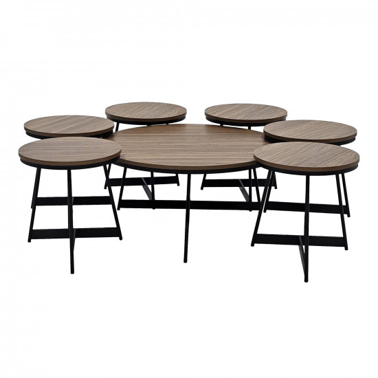 طقم طاولات خدمة 7 قطع من الخشب والمعدن طقم طاولات خدمة 7 قطع من الخشب والمعدن