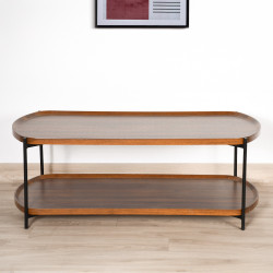 طاولة خدمة مفردة من الخشب والمعدن بني