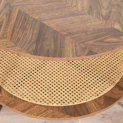 طقم طاولات خدمة 5 قطع من الخشب و الراتان