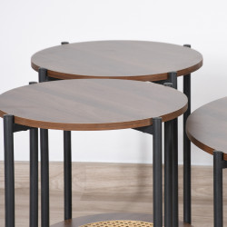 طقم طاولات خدمة 5 قطع من الخشب و الراتان طقم طاولات خدمة 5 قطع من الخشب و الراتان