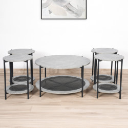 طقم طاولات خدمة 5 قطع من الخشب و الراتان طقم طاولات خدمة 5 قطع من الخشب و الراتان