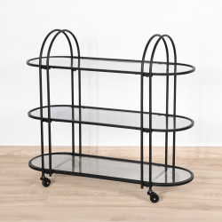 عربة تقديم 3 أدوار من الزجاج والمعدن عربة تقديم 3 أدوار من الزجاج والمعدن