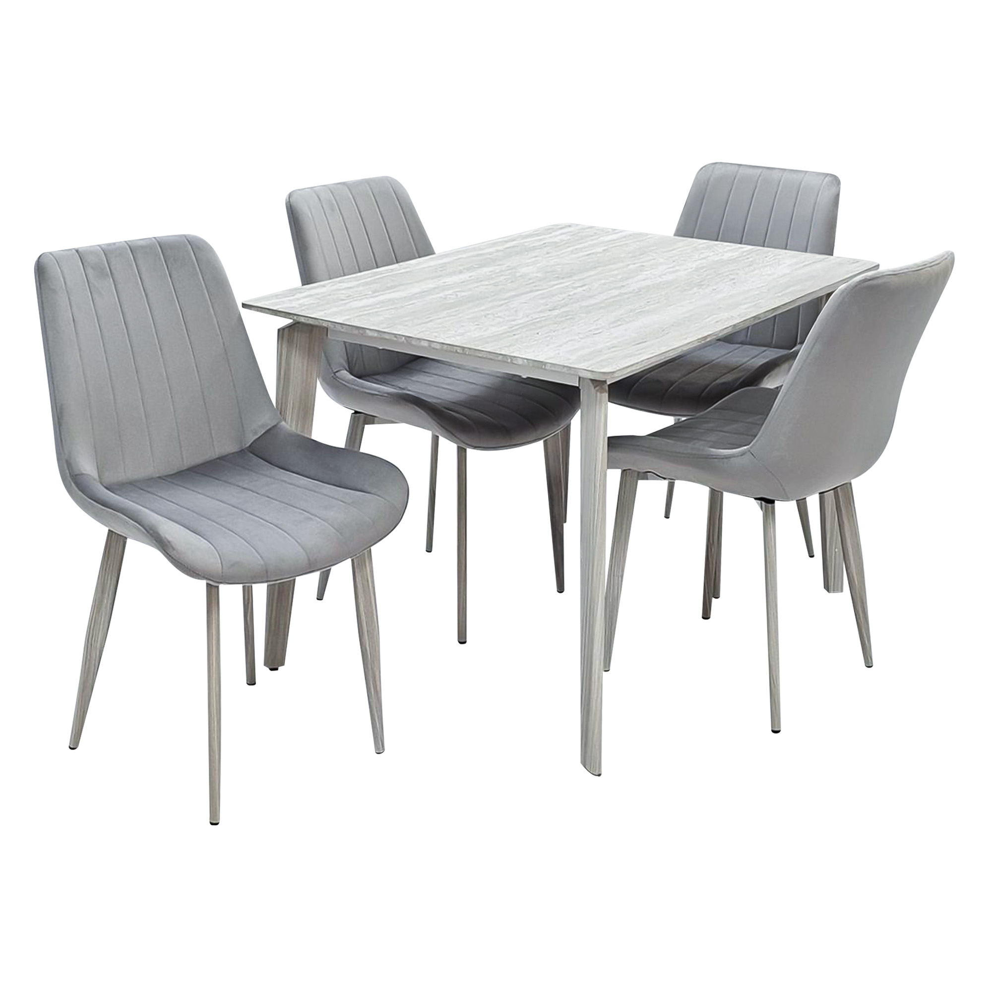 طاولة طعام خشب مع أرجل معدنية 4 كراسي