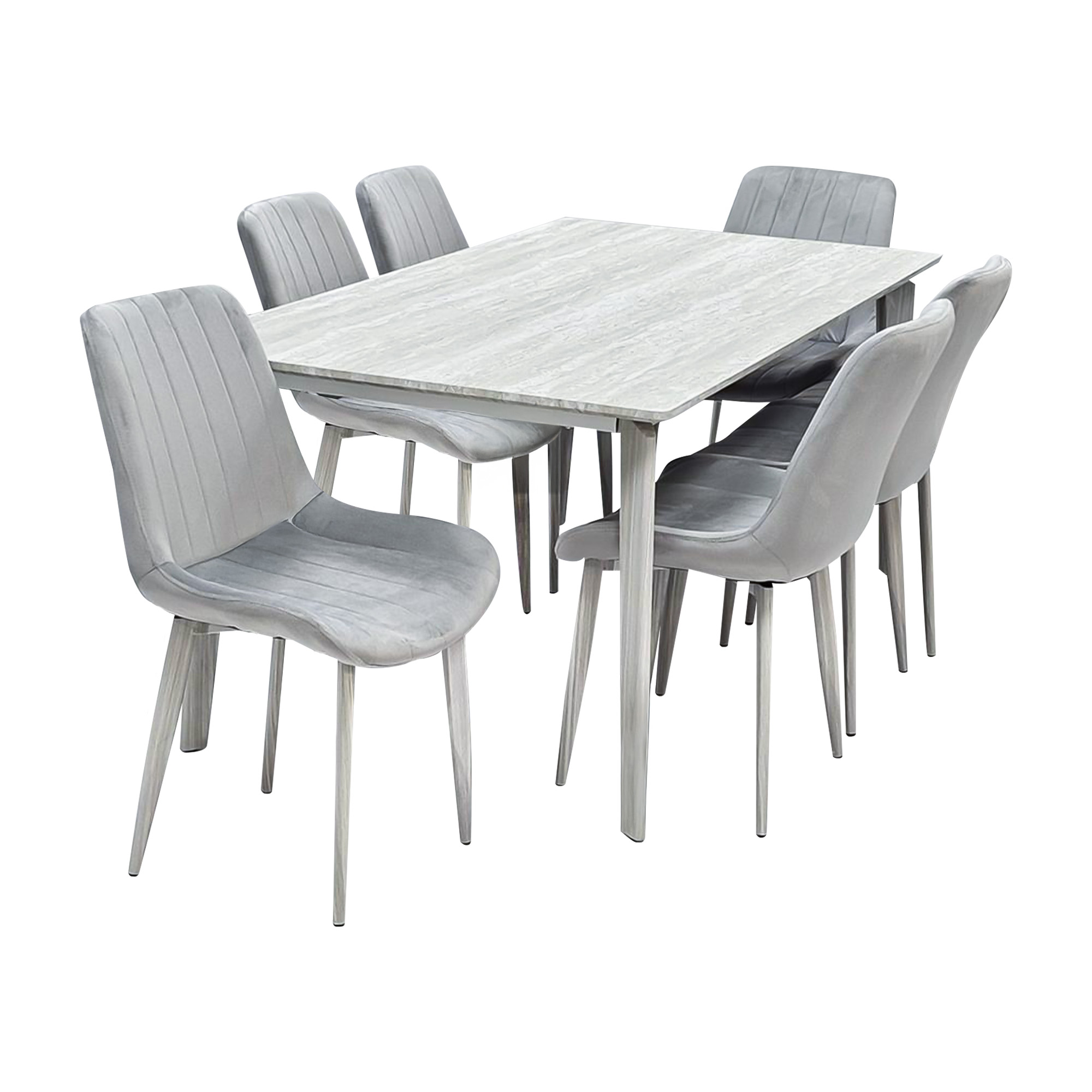 طاولة طعام خشب مع ارجل معدنية 6 كراسي