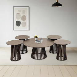 طقم طاولات خدمة 5 قطع بني طقم طاولات خدمة 5 قطع بني