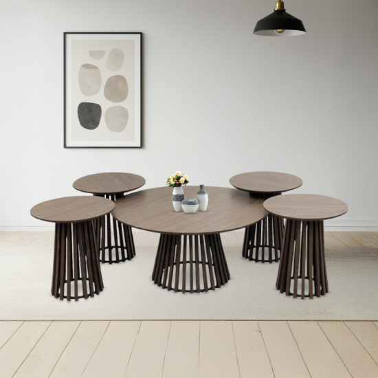 طقم طاولات خدمة 5 قطع بني طقم طاولات خدمة 5 قطع بني