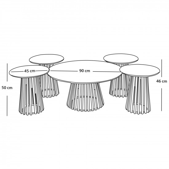 طقم طاولات خدمة 5 قطع بني طقم طاولات خدمة 5 قطع بني