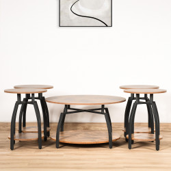 طقم طاولات خدمة 5 قطع من الخشب والمعدن طقم طاولات خدمة 5 قطع من الخشب والمعدن