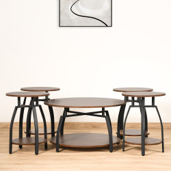 طقم طاولات خدمة 5 قطع من الخشب والمعدن طقم طاولات خدمة 5 قطع من الخشب والمعدن