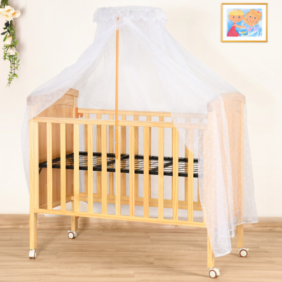 سرير أطفال بناموسية من الخشب والمعدن سرير أطفال بناموسية من الخشب والمعدن
