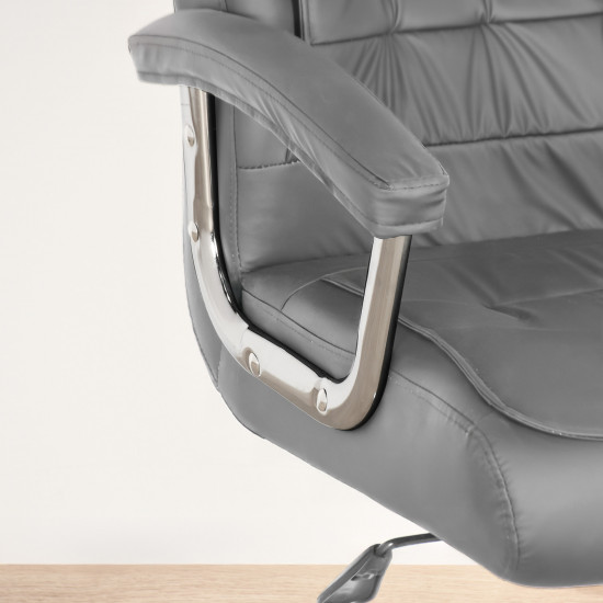 كرسي مكتب دوار جلد رمادي كرسي مكتب دوار جلد رمادي