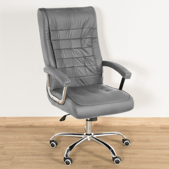 كرسي مكتب دوار جلد رمادي كرسي مكتب دوار جلد رمادي