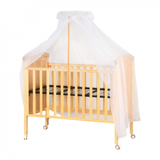 سرير أطفال بناموسية من الخشب والمعدن سرير أطفال بناموسية من الخشب والمعدن