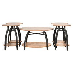 طقم طاولات خدمة 5 قطع من الخشب والمعدن طقم طاولات خدمة 5 قطع من الخشب والمعدن