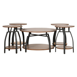 طقم طاولات خدمة 5 قطع من الخشب والمعدن طقم طاولات خدمة 5 قطع من الخشب والمعدن