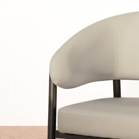 كرسي جلد مودرن بأرجل معدنية - بيج