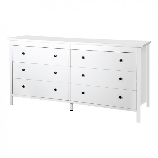 خزانة 6 درج أبيض بمقابض 172x83سم