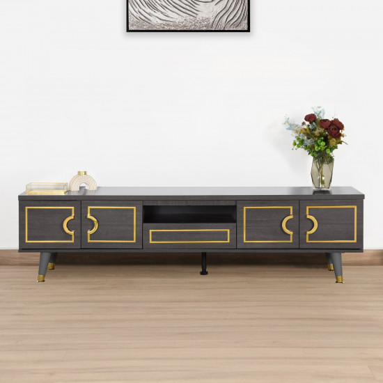 وحدة تلفزيون رمادي غامق 180 سم وحدة تلفزيون رمادي غامق 180 سم