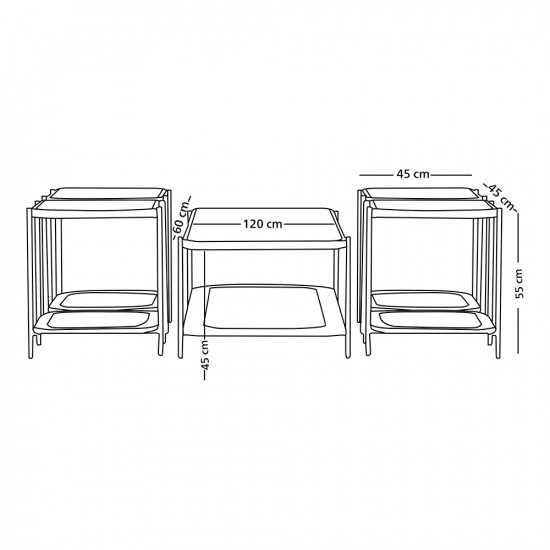 طقم طاولات خدمة 5 قطع من الزجاج والرّاتان طقم طاولات خدمة 5 قطع من الزجاج والرّاتان