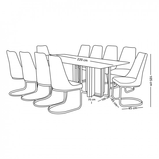 طاولة طعام سطح سيراميك 10 كراسي