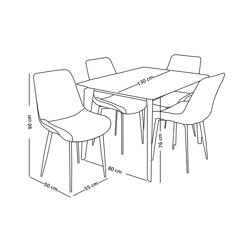 طاولة طعام خشب مع أرجل معدنية 4 كراسي