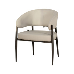 كرسي جلد مودرن بأرجل معدنية - بيج كرسي جلد مودرن بأرجل معدنية - بيج