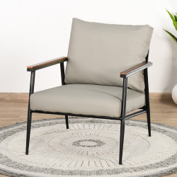 كرسي جلد مودرن بأرجل معدنية رمادي كرسي جلد مودرن بأرجل معدنية رمادي