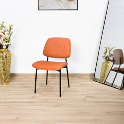 كرسي مفرد جلد مودرن برتقالي