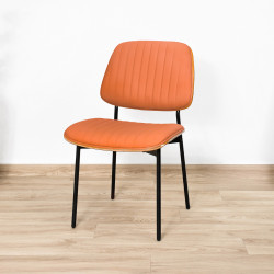كرسي مفرد جلد مودرن برتقالي