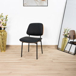 كرسي مفرد جلد مودرن أسود