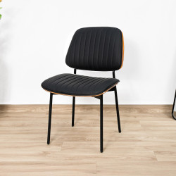 كرسي مفرد جلد مودرن أسود