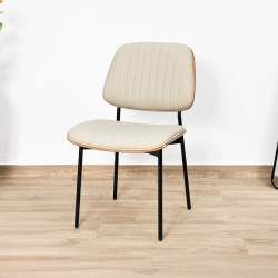 كرسي مفرد جلد مودرن بيج