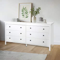 خزانة 6 درج أبيض بمقابض 172x83سم خزانة 6 درج أبيض بمقابض 172x83سم