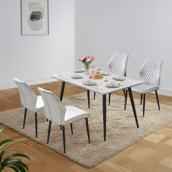 طاولة طعام خشب وارجل معدنية 4 كراسي طاولة طعام خشب وارجل معدنية 4 كراسي