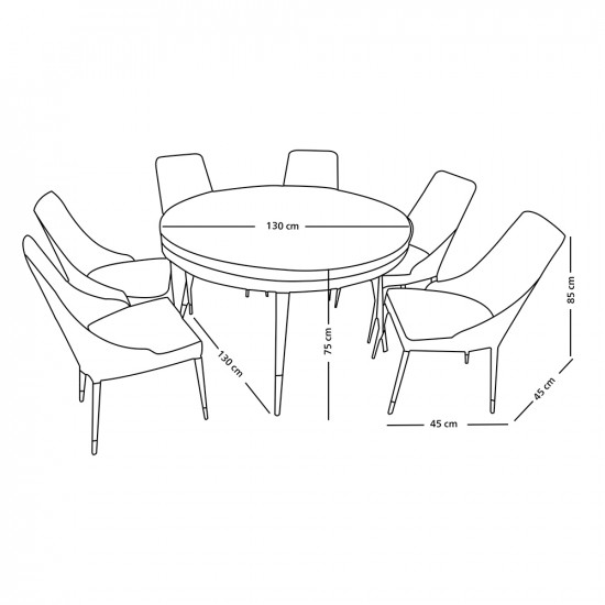 طاولة طعام رخام مع أرجل معدنية و 6 كراسي طاولة طعام رخام مع أرجل معدنية و 6 كراسي