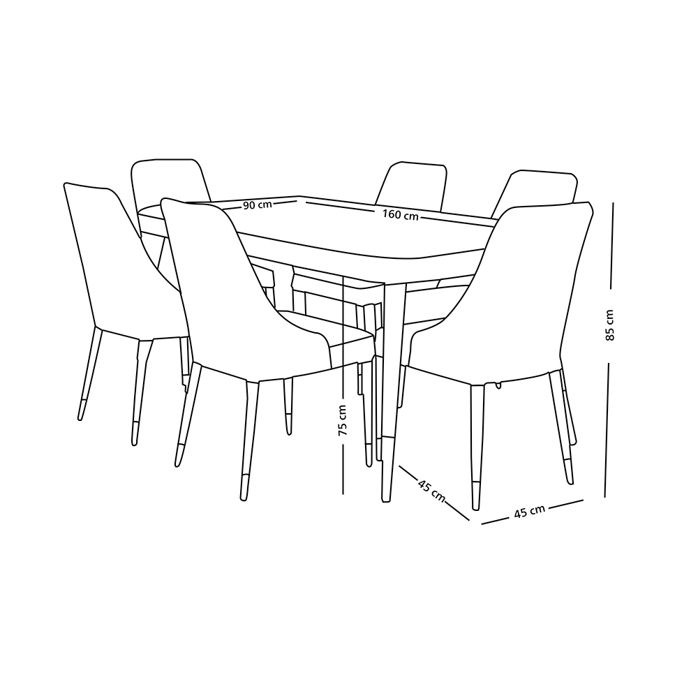 طاولة طعام رخام مع أرجل معدنية 6 كراسي