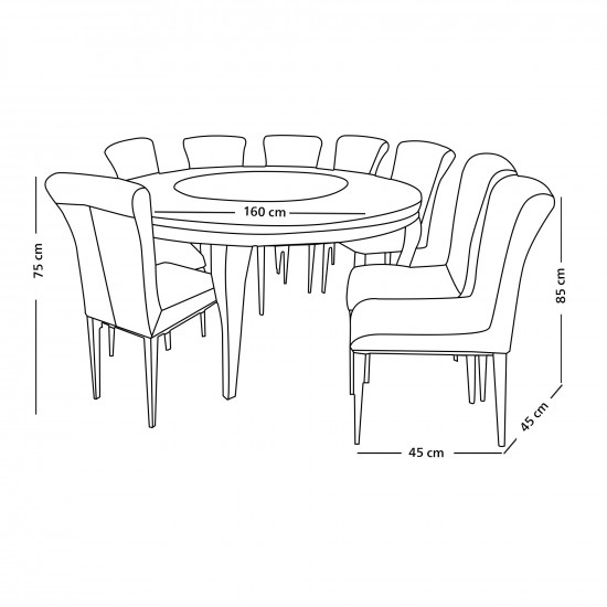 طاولة طعام رخام مع أرجل معدنية 8 كراسي