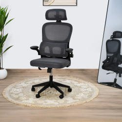 كرسي مكتب دوار رمادي × أسود