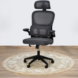 كرسي مكتب دوار رمادي × أسود