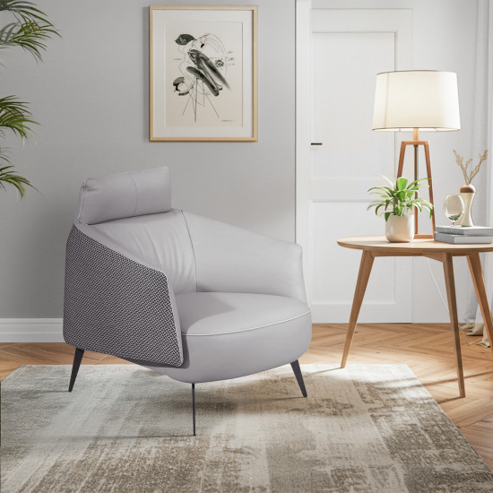 كرسي مفرد جانبي جلد × معدن