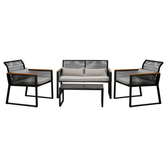 جلسة حديقة 4 مقاعد و طاولة أسود جلسة حديقة 4 مقاعد و طاولة أسود