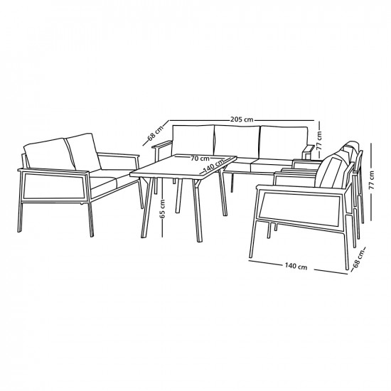 جلسة حديقة 7 مقاعد و طاولة بيج