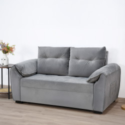 كنبة قابلة للتعديل إلى سرير بظهر مائل - رمادي كنبة قابلة للتعديل إلى سرير بظهر مائل - رمادي