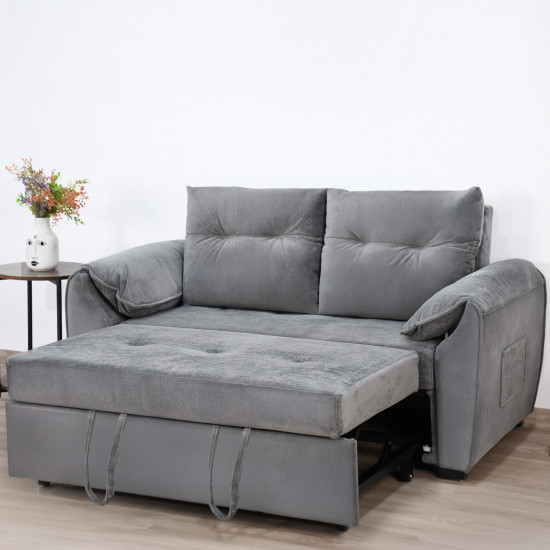 كنبة قابلة للتعديل إلى سرير بظهر مائل - رمادي كنبة قابلة للتعديل إلى سرير بظهر مائل - رمادي
